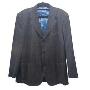 Studio Conbipel Men's Wool Cotton Blazer Jacket Dark Gray Blue Lined Size‎ 56